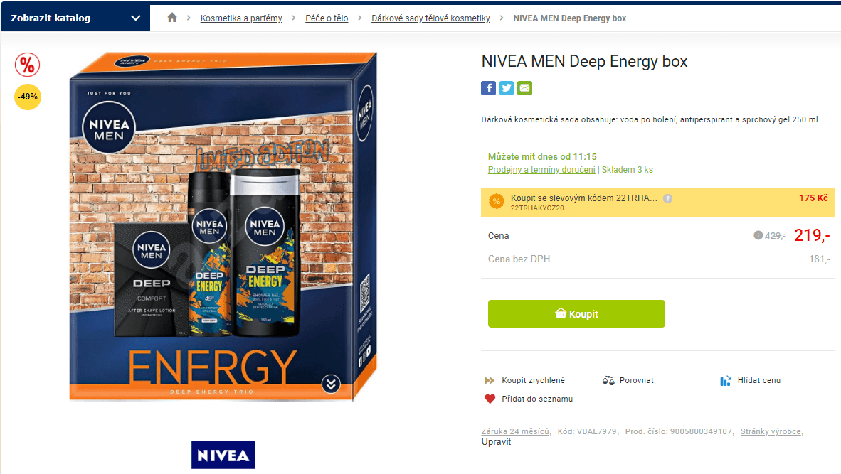 Dárková sada Nivea Men Deep Energy