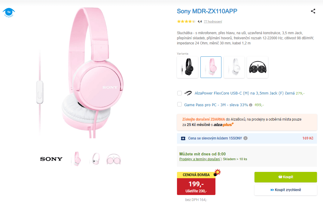 Sluchátka Sony s mikrofonem, skládací