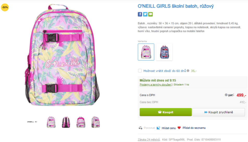 Školní batoh O'NEILL GIRLS, 20l.