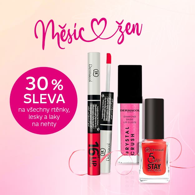 Sleva 30% na rtěnky, lesky a laky na nehty