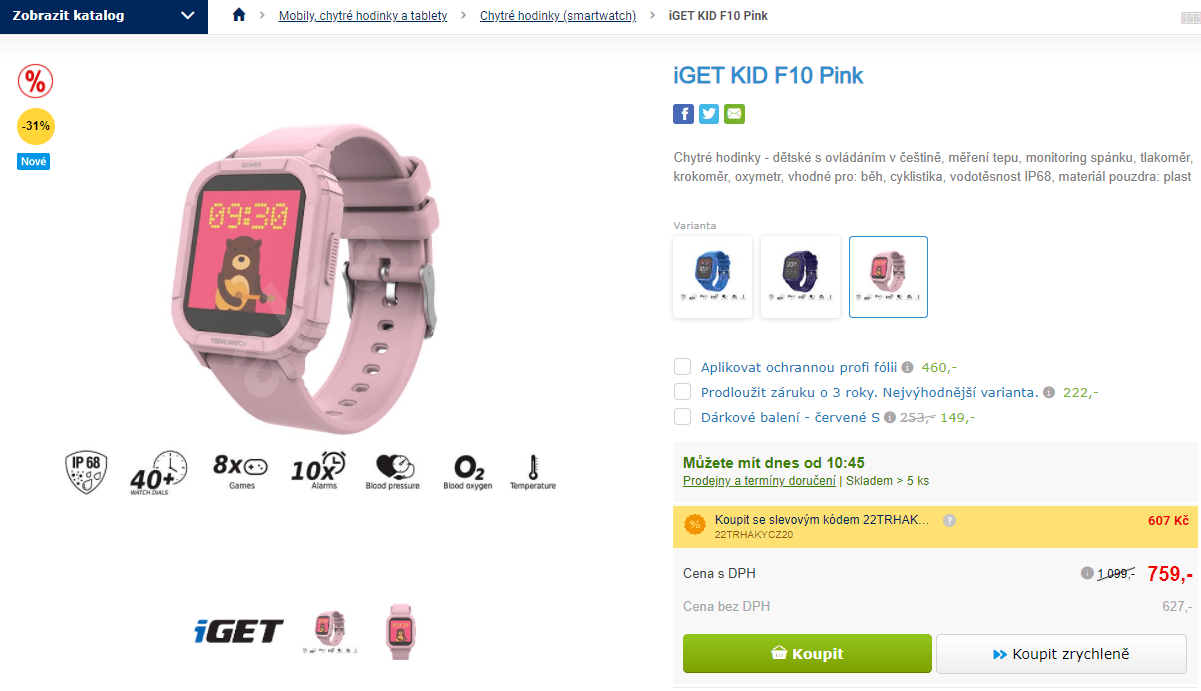 Dětské chytré hodinky iGET KID F10 