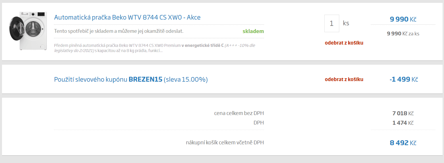 Pračka Beko, A+++, 8 kg, 1400 ot. / min.