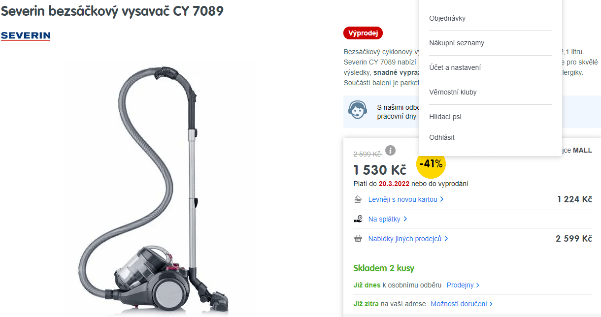 Cyklonový bezsáčkový vysavač Severin