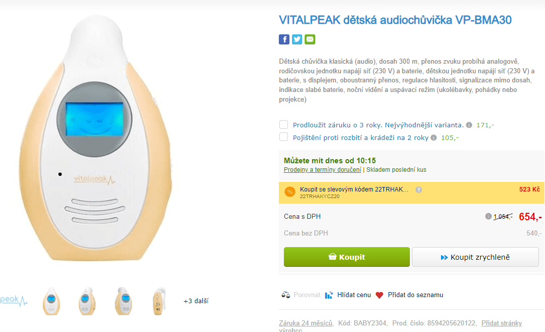 Dětská chůvička VITALPEAK VP-BMA30