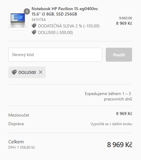 HP, i3 4,1GHz, 8GB RAM, SSD, 15,6"