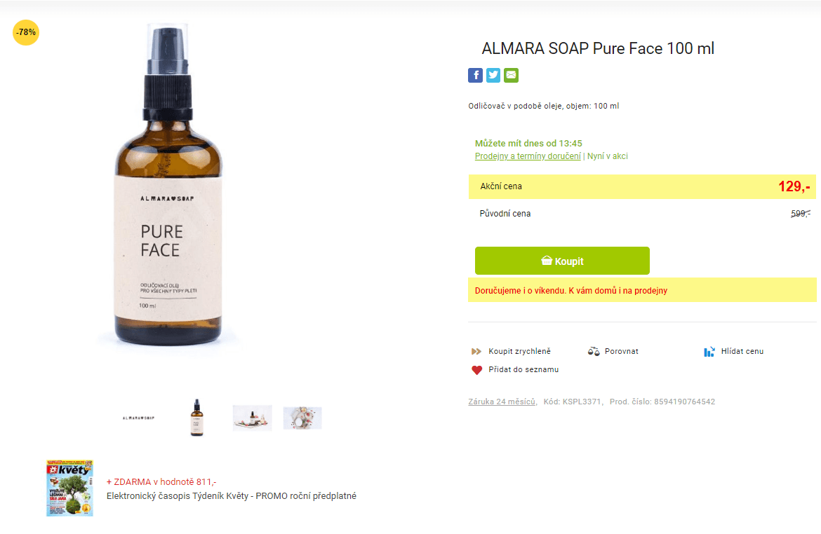 Odličovač Almara Soap Pure Face 100 ml