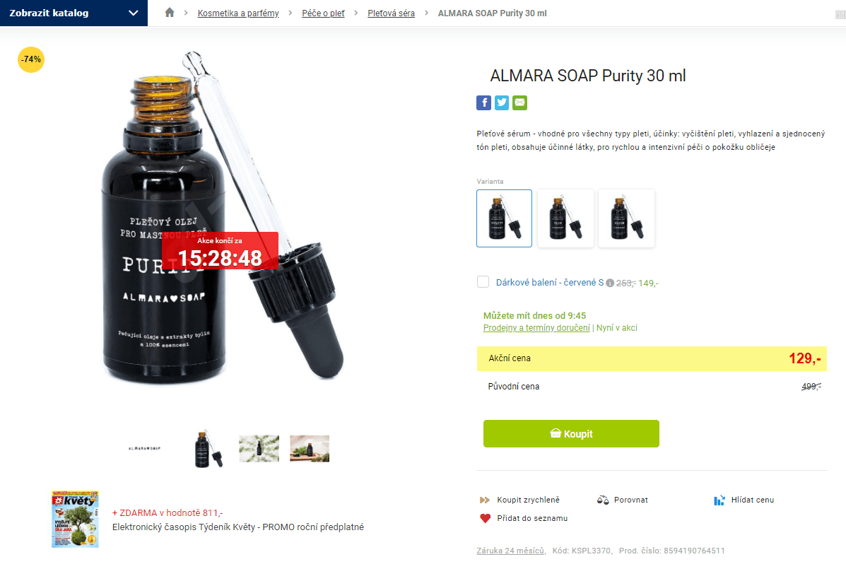 Pleťové sérum Almara Soap Purity 30 ml