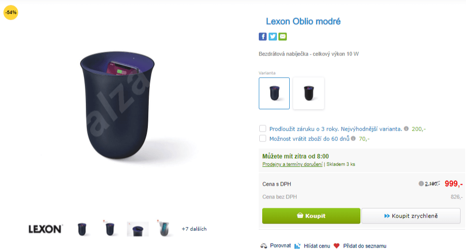 Bezdrátová nabíječka a UV dezinfekce Lexon