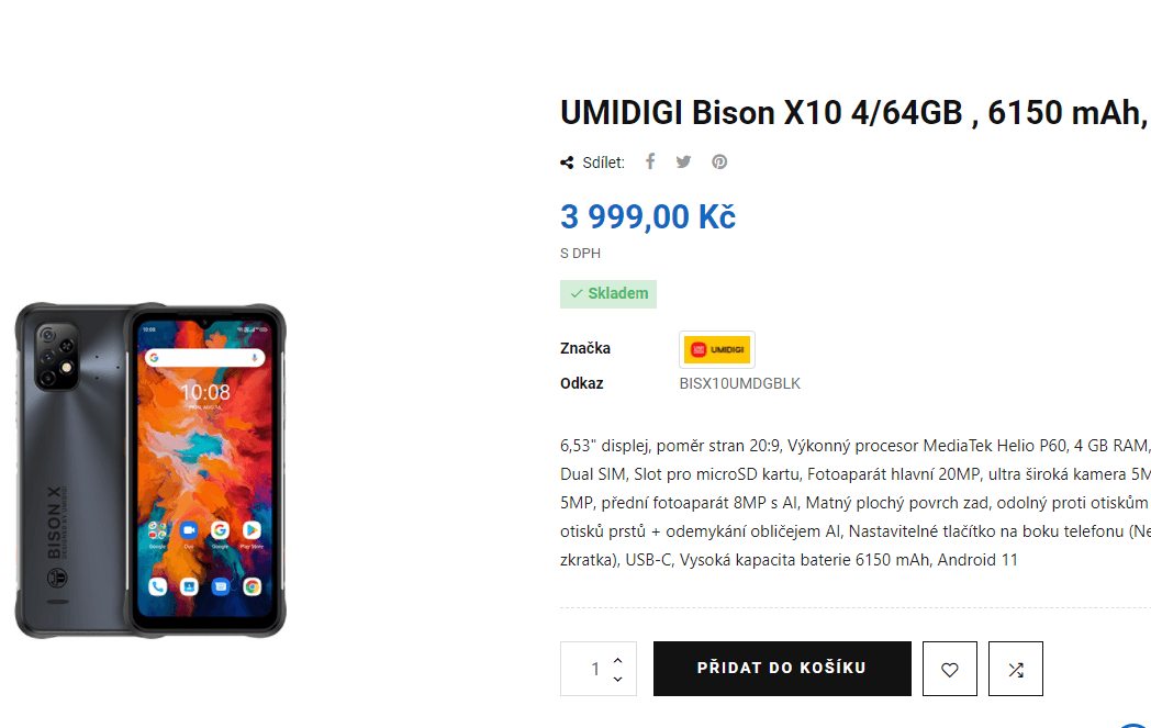 Umidigi, 8x 2GHz, 4GB RAM, 6,53"