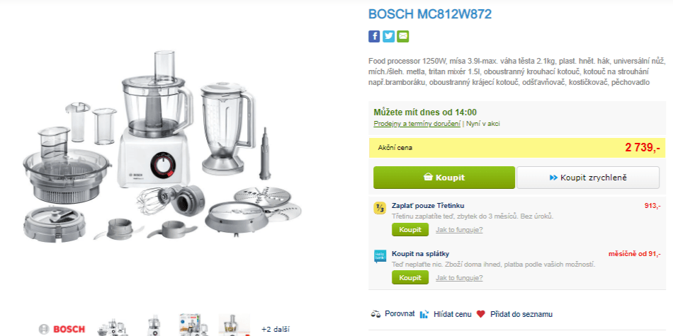 Kuchyňský robot Bosch, příslušenství