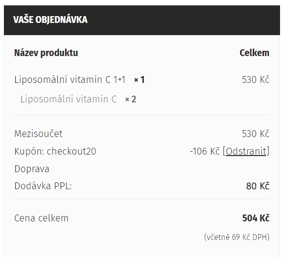 Liposomální vitamín C akce 1+1