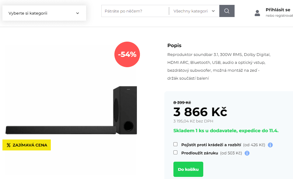 Soundbar + subwoofer Philips, 300W