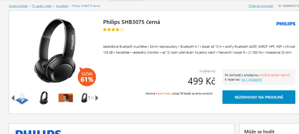 Bezdrátová sluchátka Philips BASS+