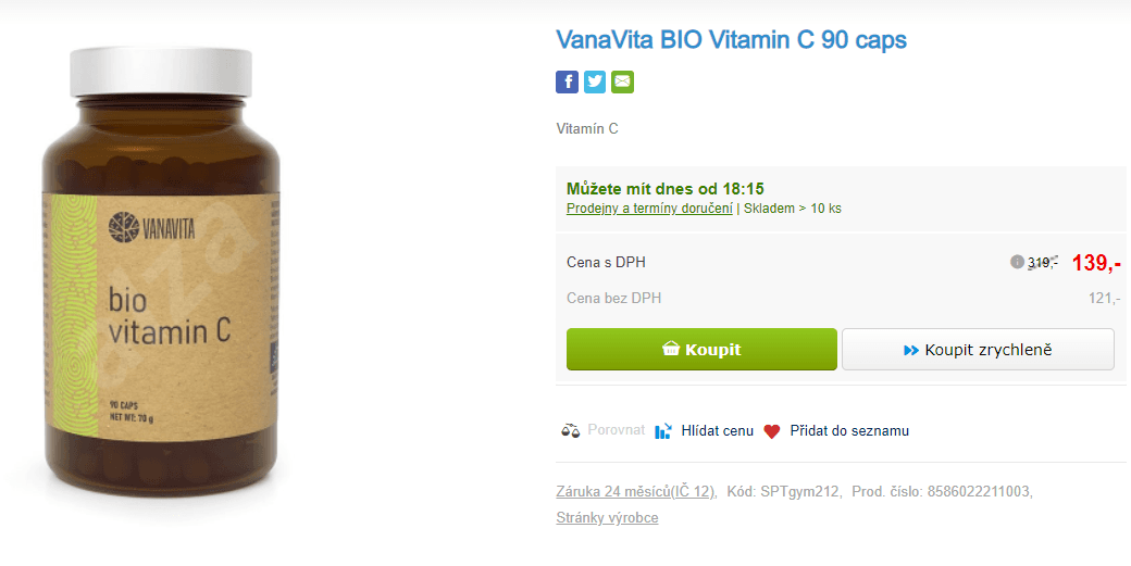 Vitamín C 90 kapslí VanaVita BIO