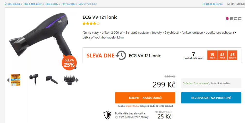 Fén ECG, ionizace, difuzér