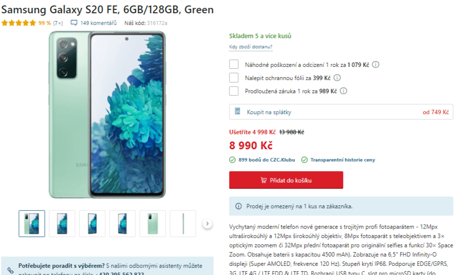 Samsung Galaxy S20 - zelená