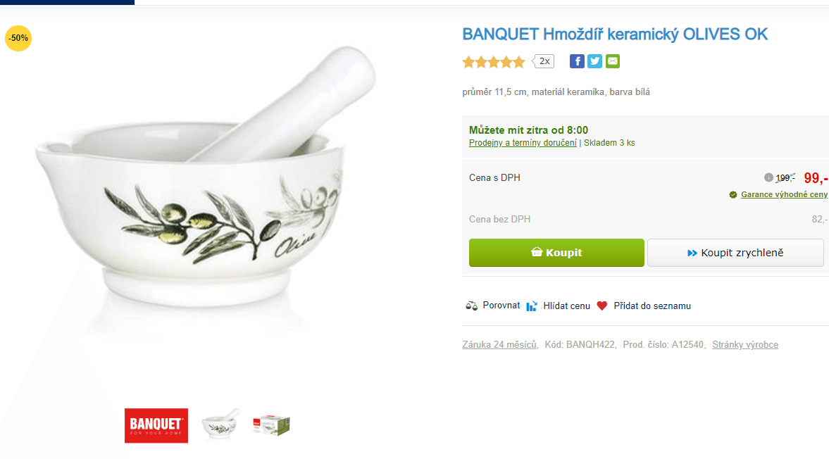 Keramický hmoždíř Banquet Olives 11,5cm