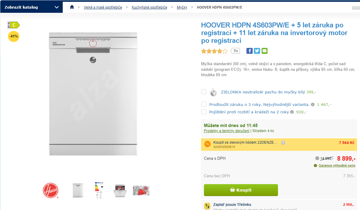 Myčka nádobí Hoover, 16 sad, 60 cm, Wifi, BT