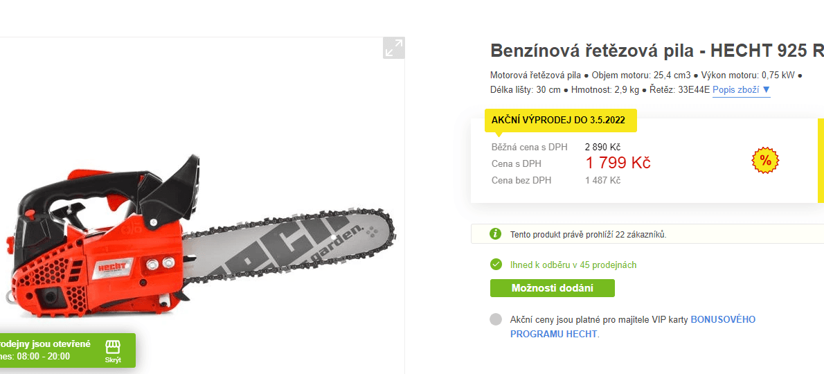 Benzínová řetězová pila Hecht, 30cm