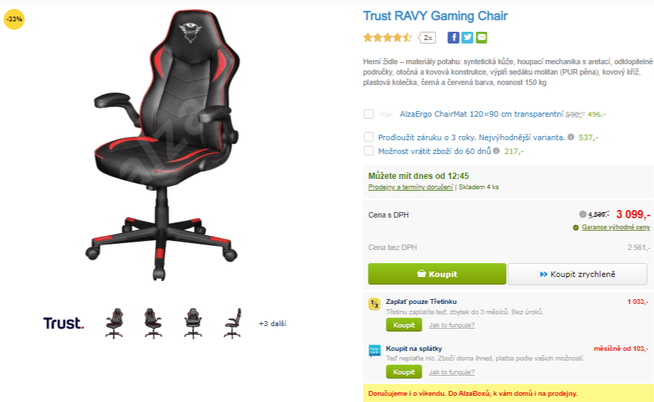 Herní židle Trust GXT 704 Ravy