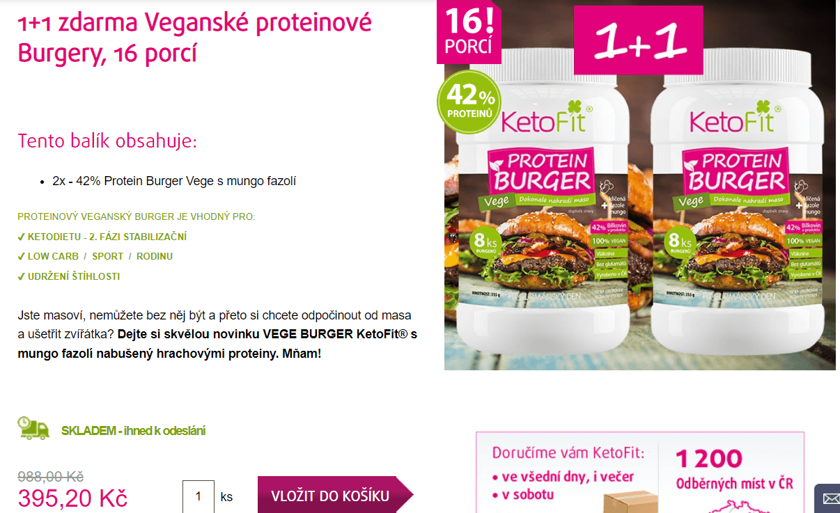 Veganské proteinové burgery 1+1 zdarma