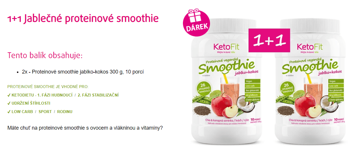 Jablečné proteinové smoothie 1+1 zdarma