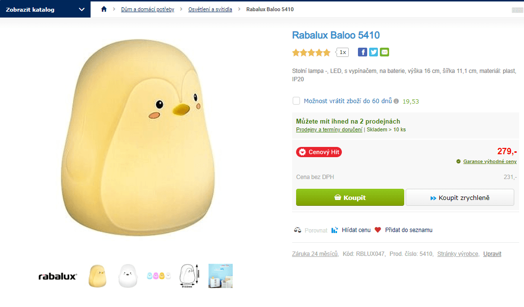 Stolní lampa Rabalux Baloo 5410
