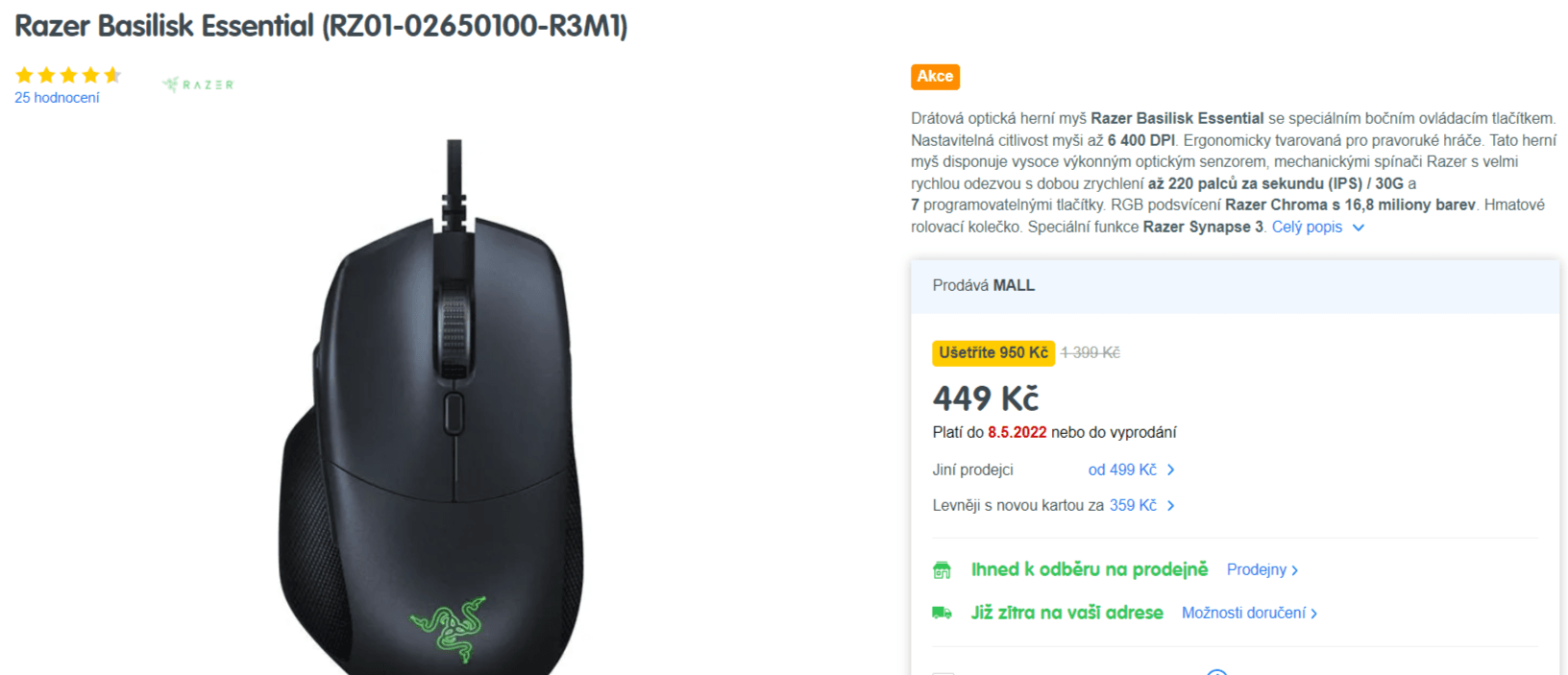 Optická herní myš Razer Basilisk