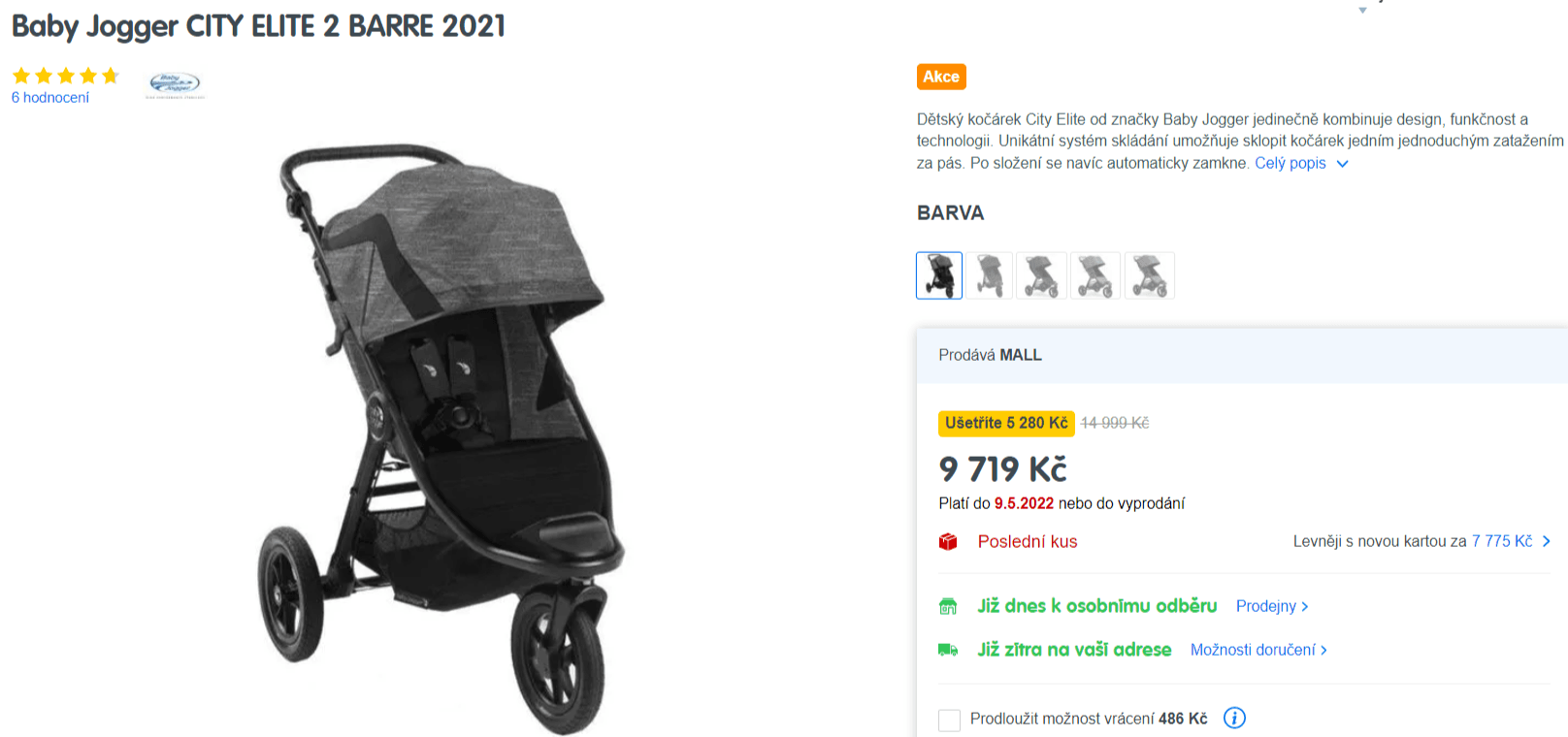 Kočárek sportovní BabyJogger City Elite 2