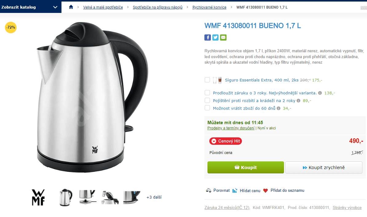 Rychlovarná konvice WMF Bueno, 1,7l