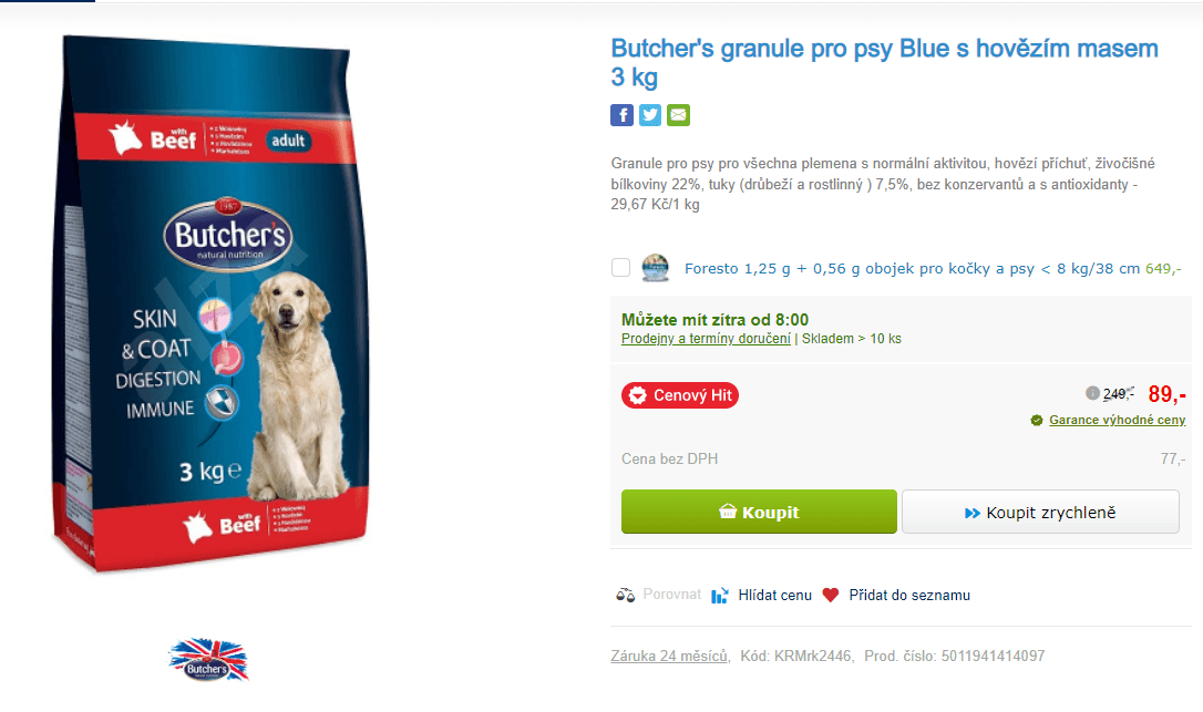 Granule Butcher´s Dog hovězí 3 kg