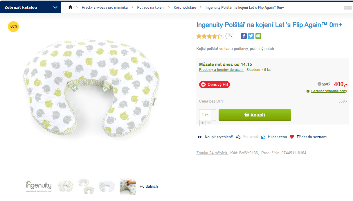 Polštář na kojení Ingenuity, 0m+