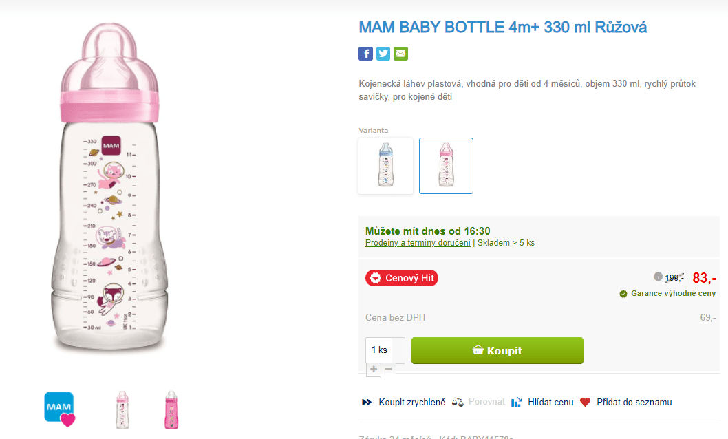 Kojenecká láhev MAM Baby 330 ml