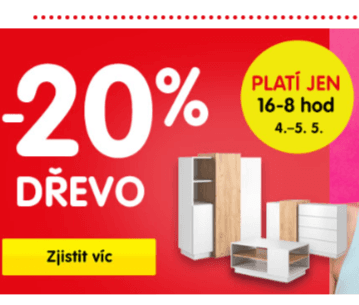 Extra sleva -20% na dřevěný nábytek