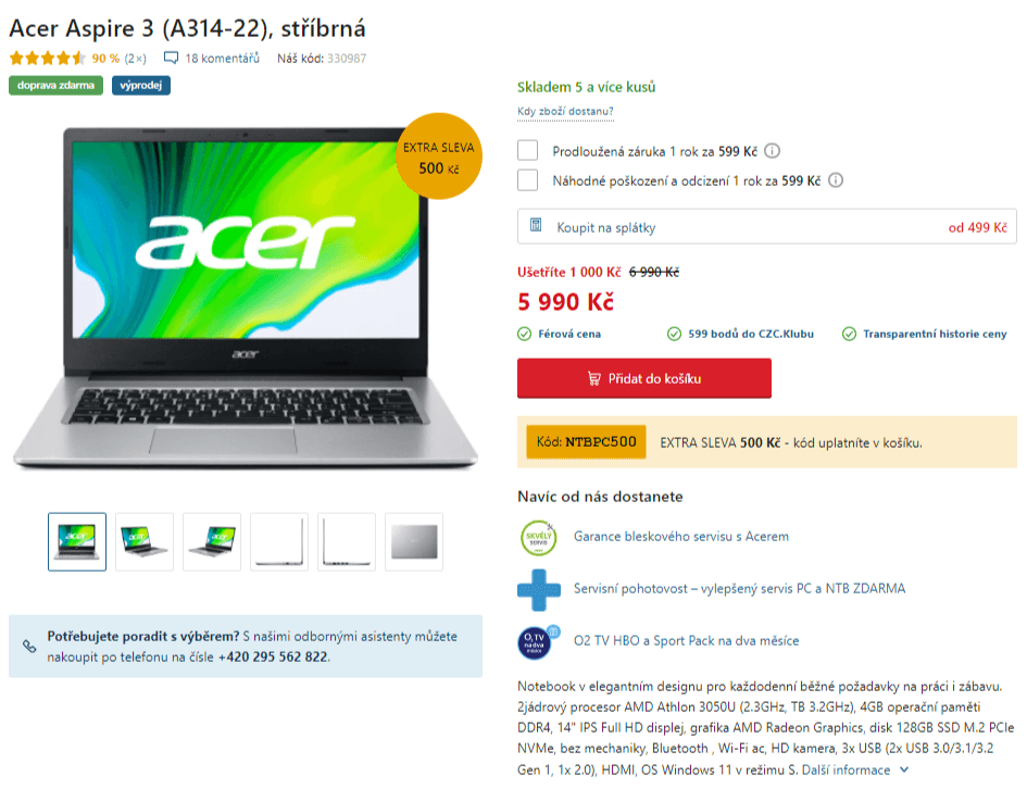 Acer, 3,2GHz, 4GB RAM, SSD, 14"