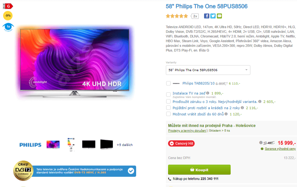 4K Ambilight, Android TV, 146cm, Philips