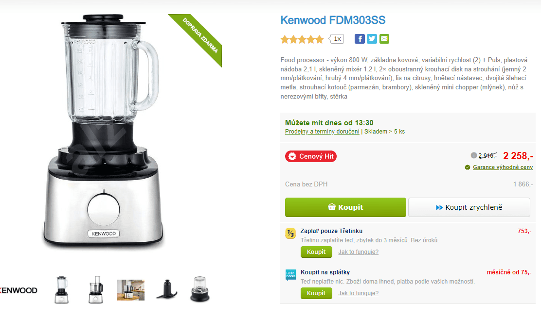 Food processor Kenwood, příslušenství
