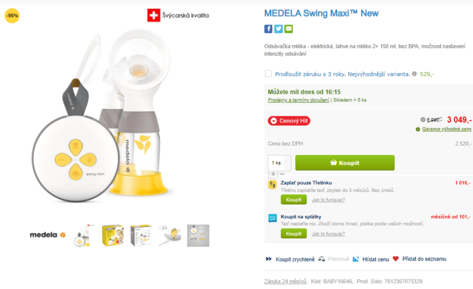 El. odsávačka MEDELA Swing Maxi