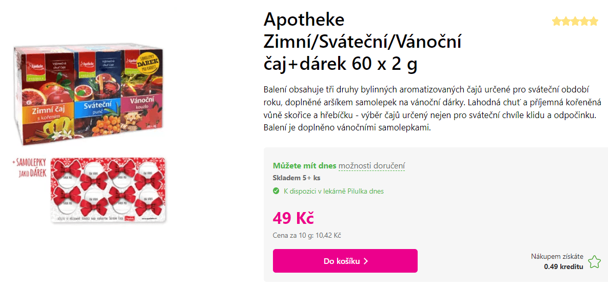 Zimní Sváteční Vánoční čaj Apotheke 60 x 2 g