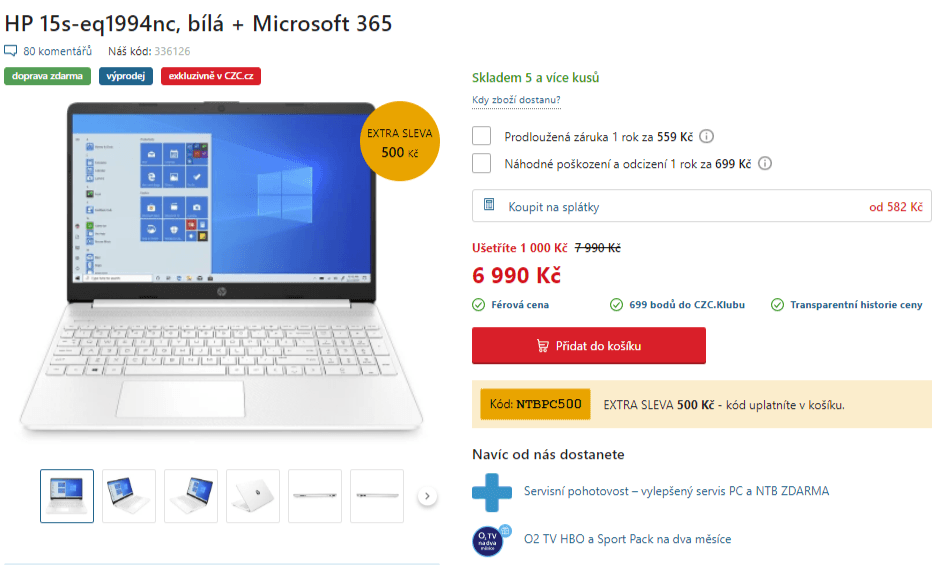 HP, 2,6GHz, 4GB RAM, SSD, 15,6"