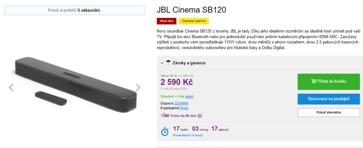 Soundbar 2.0 JBL, 110W, subwoofer