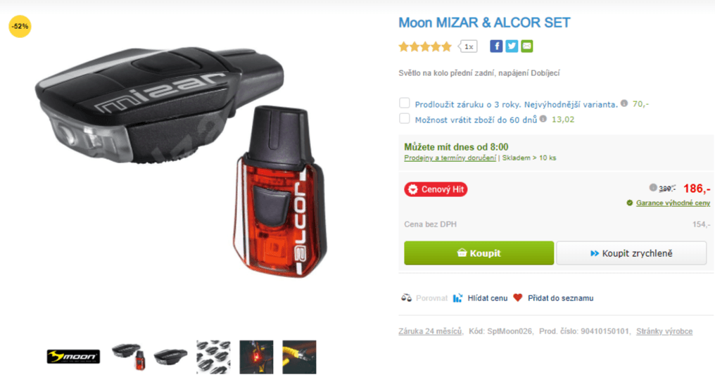 Přední a zadní světlo na kolo, USB, režimy