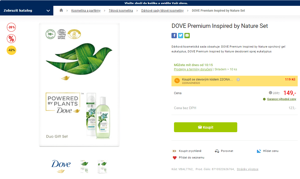 Dárková sada Dove Premium Inspired by Nature