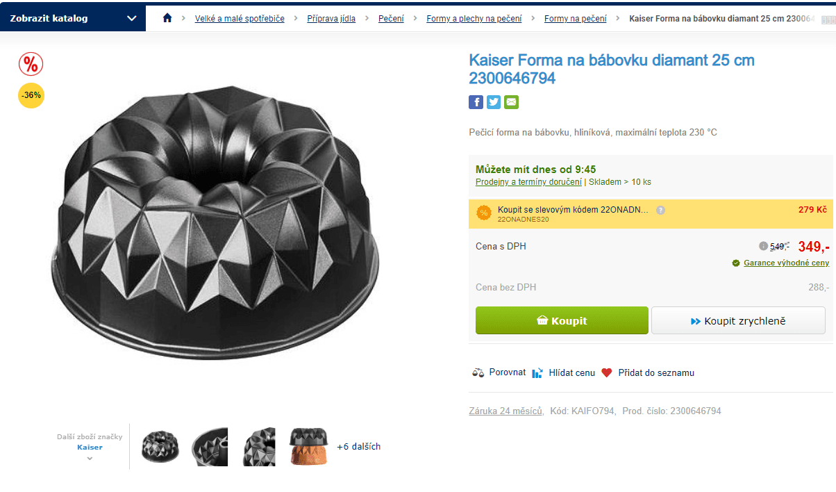 Forma na bábovku Kaiser diamant 25 cm