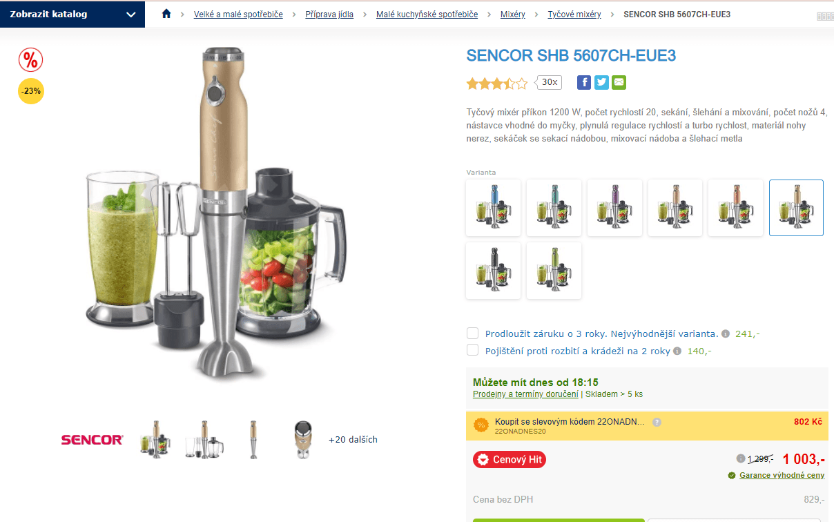 Tyčový mixér Sencor SHB 5607CH