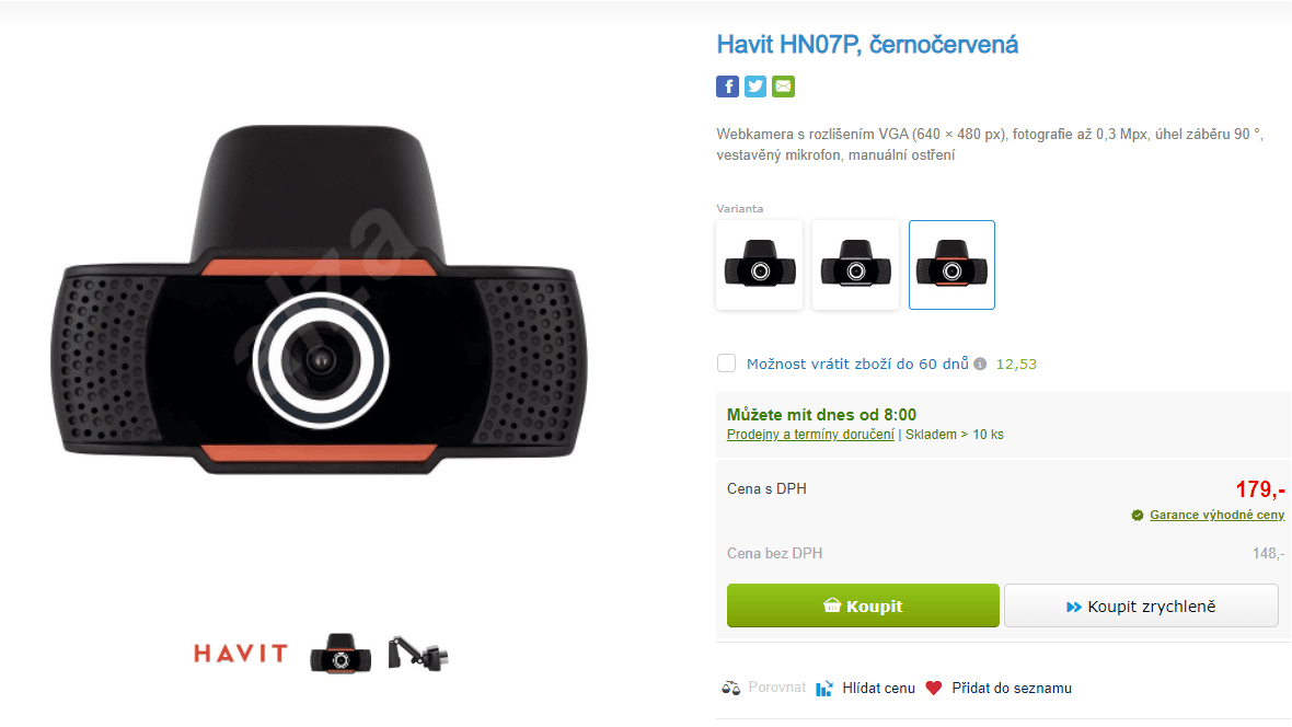 Webkamera Havit, 640×480 px, mikrofon