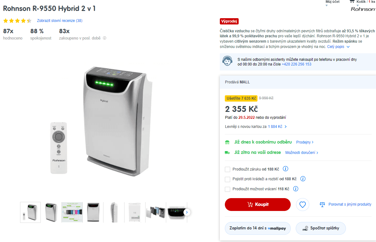 Čistička vzduchu ROHNSON R-9550