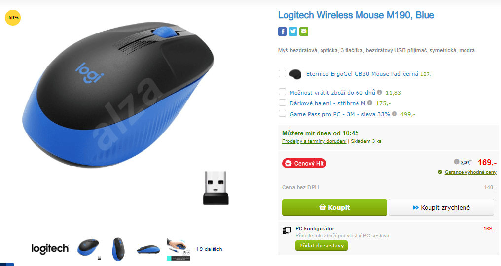 Bezdrátová myš Logitech M190