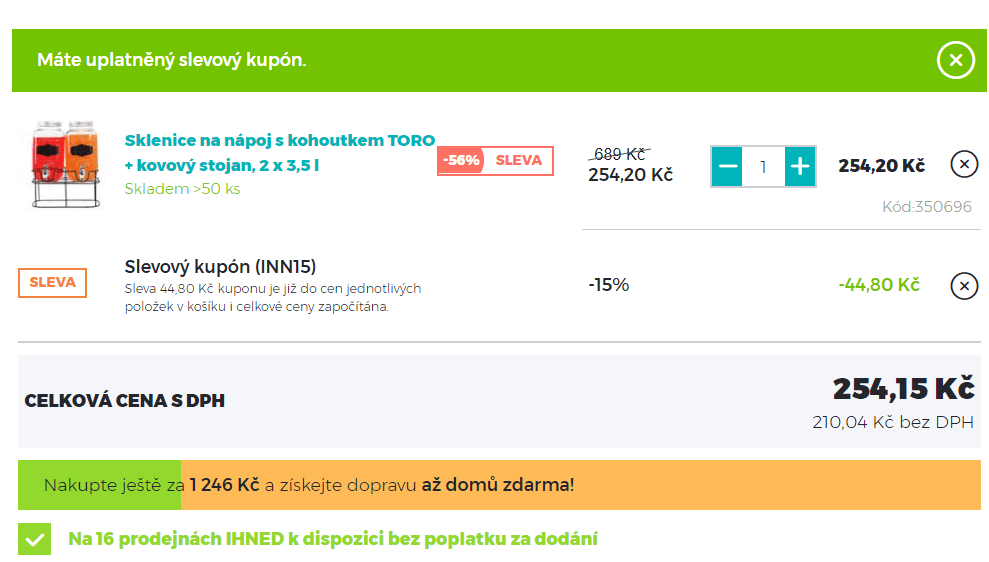 Sklenice s kohoutkem 2x3,5l + stojan