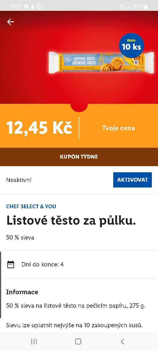 Lidl - listové těsto